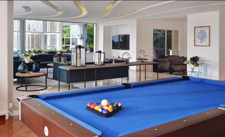 Pool table in Colombia bachelor party mansion