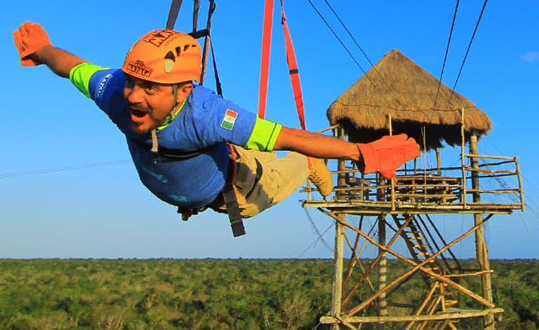 Bachelor party ziplining in Cancun