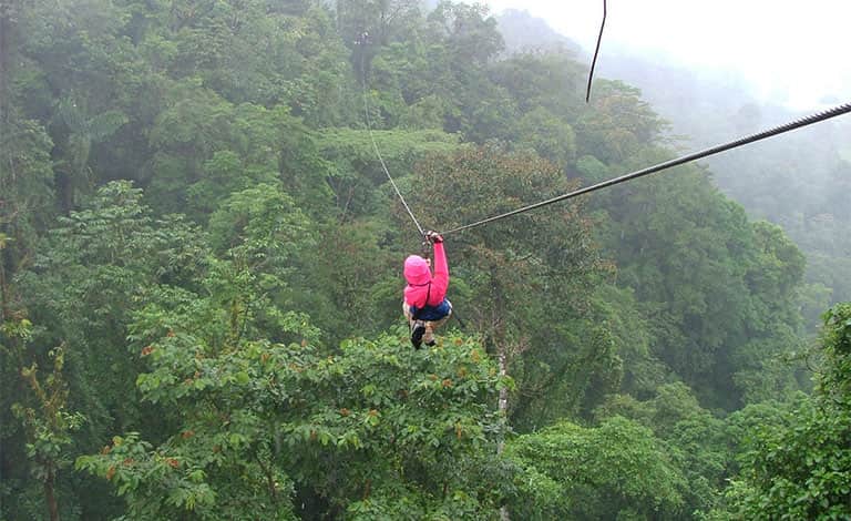 Zipline in the Costa Rica rainforest